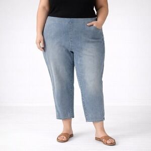 NYDJ Sculpt Her Super Skinny Ankle Jeans Pull-On Blue Plus Size 3X High Rise New